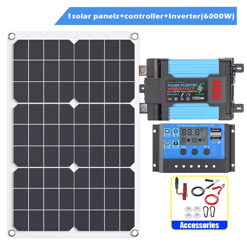 6000W4000W Solar Panel Inverter Kit – Complete Off-Grid Power System with Charge Controller & Battery Compatibility