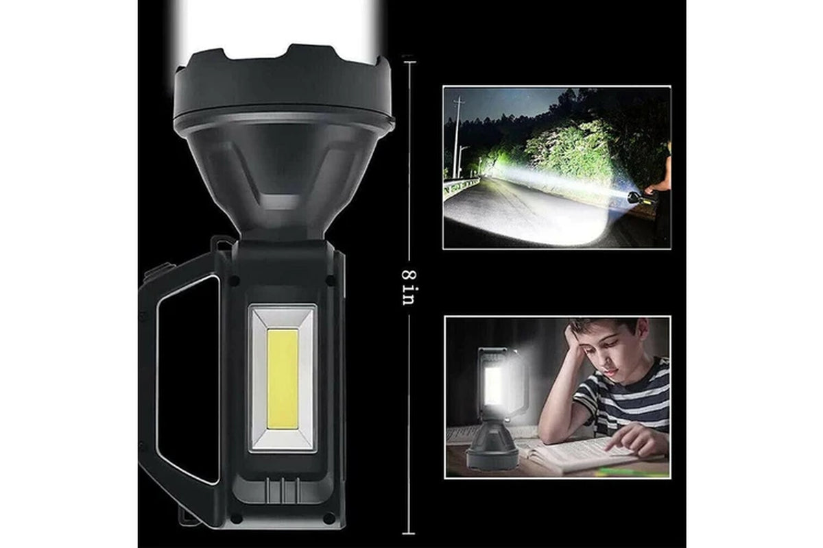 Solar LED Searchlight USB Rechargeable Spotlight Flashlight Torch Power Bank