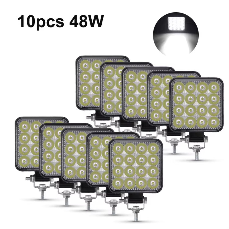12V 24V Led Light Bar 42W Work Light Bar Square Spotlight for Jeep Truck Offroad Car Motorcycle Tractor SUV ATV LED Headlights