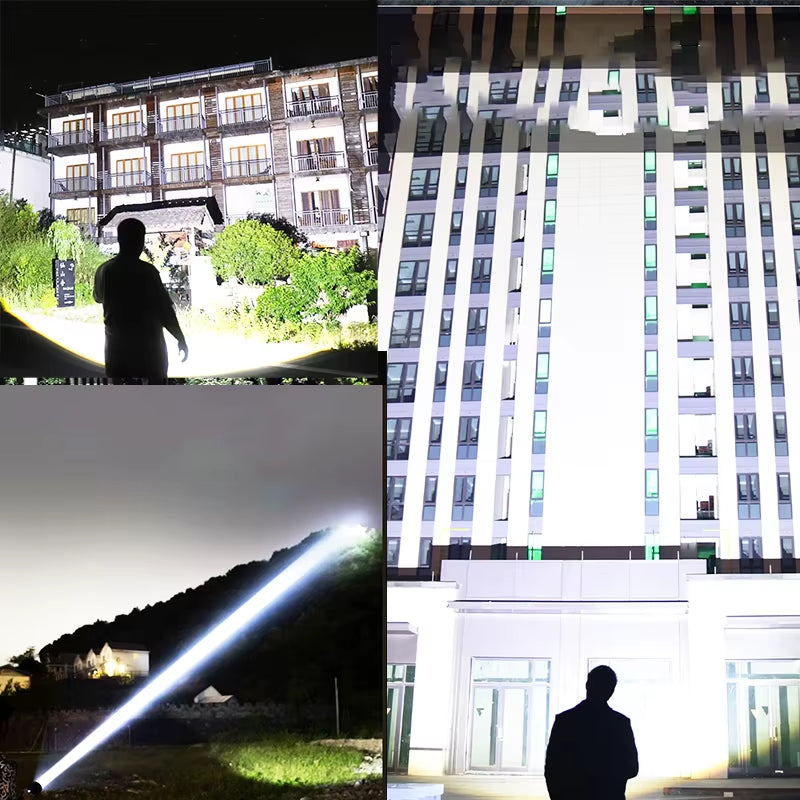 2025 NEW Most Powerful LED Flashlight 30000000LM Strong Light Tactical Large Torch Rechargeable Light Long Range Camping Torch