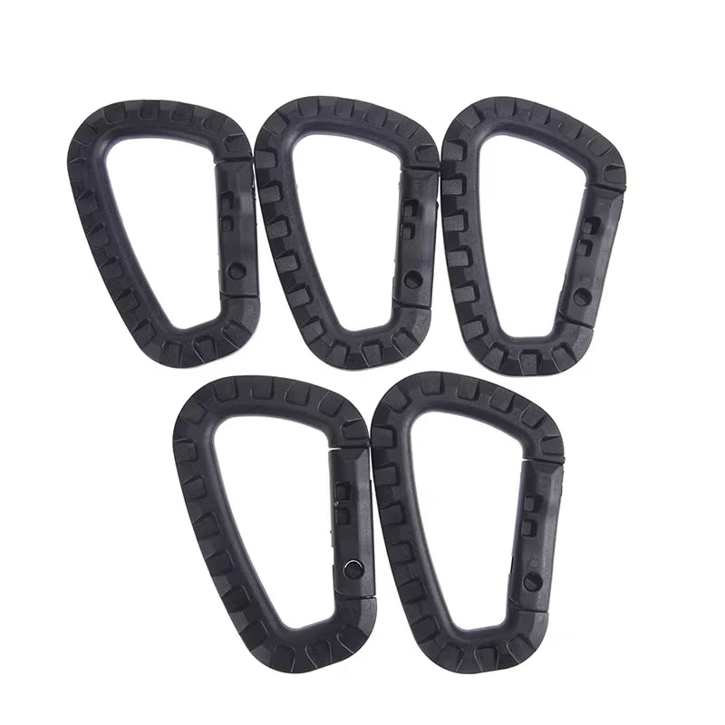 5Pcs Plastic Tactical Carabiner Hard Clip D-Shape Ring Spring Snap Gear Durable MOLLE Webbing Attachment Camping Outdoor Travel