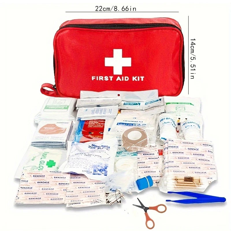 200Pcs First Aid Kit Bag All Purpose Emergency Survival Home Car Office College Dorm Room Travel Camping Outdoor Essential Medic