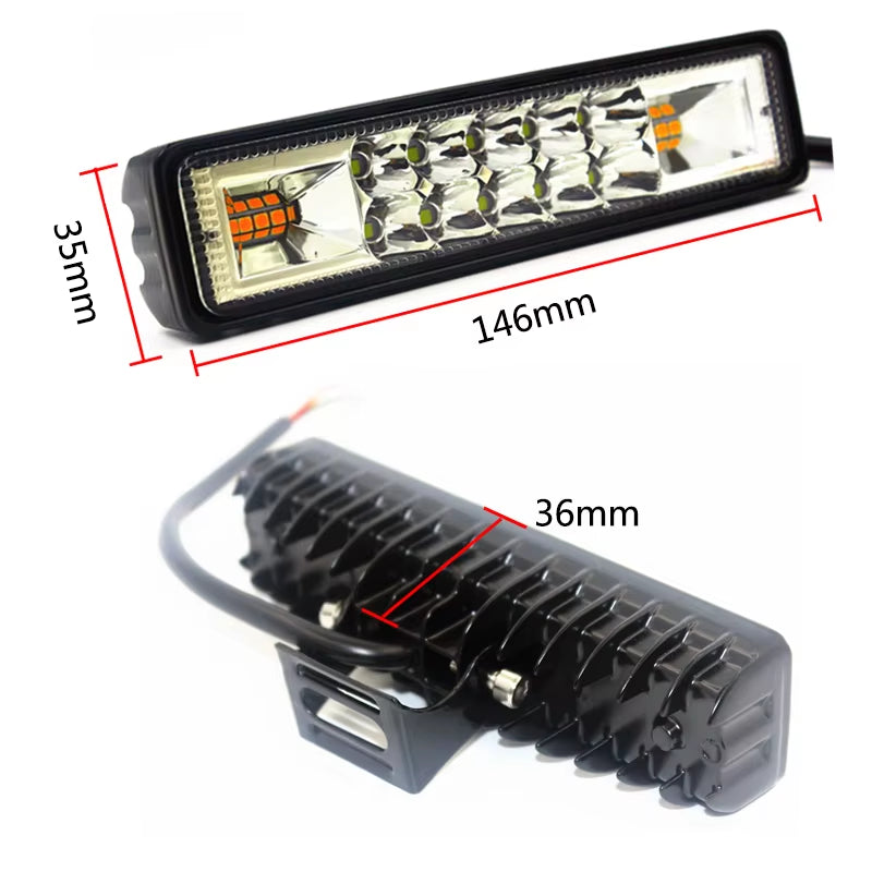 48W Strobe Flash LED Light Bar White Amber Blue Red for Offroad 4X4 ATV SUV Motorcycle Truck Trailer Car Accessories 12V