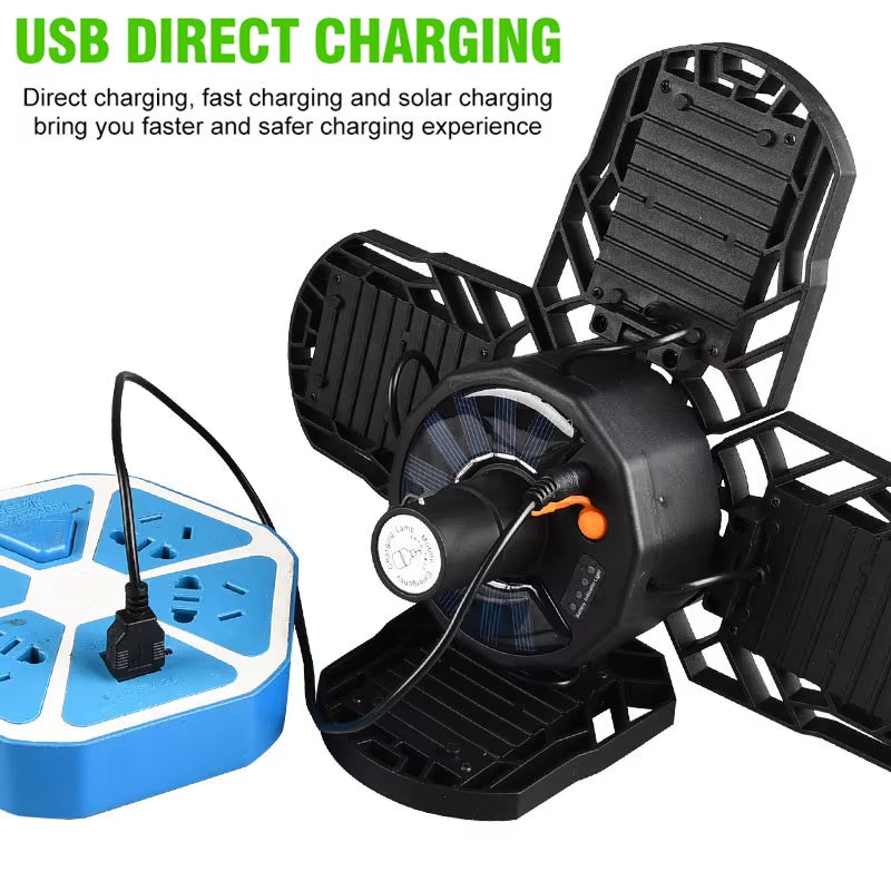 104 LED Solar Camping Light 4 Leaf Foldable Garage Light Rechargeable with Remote Waterproof Outdoor Emergency Tent Light