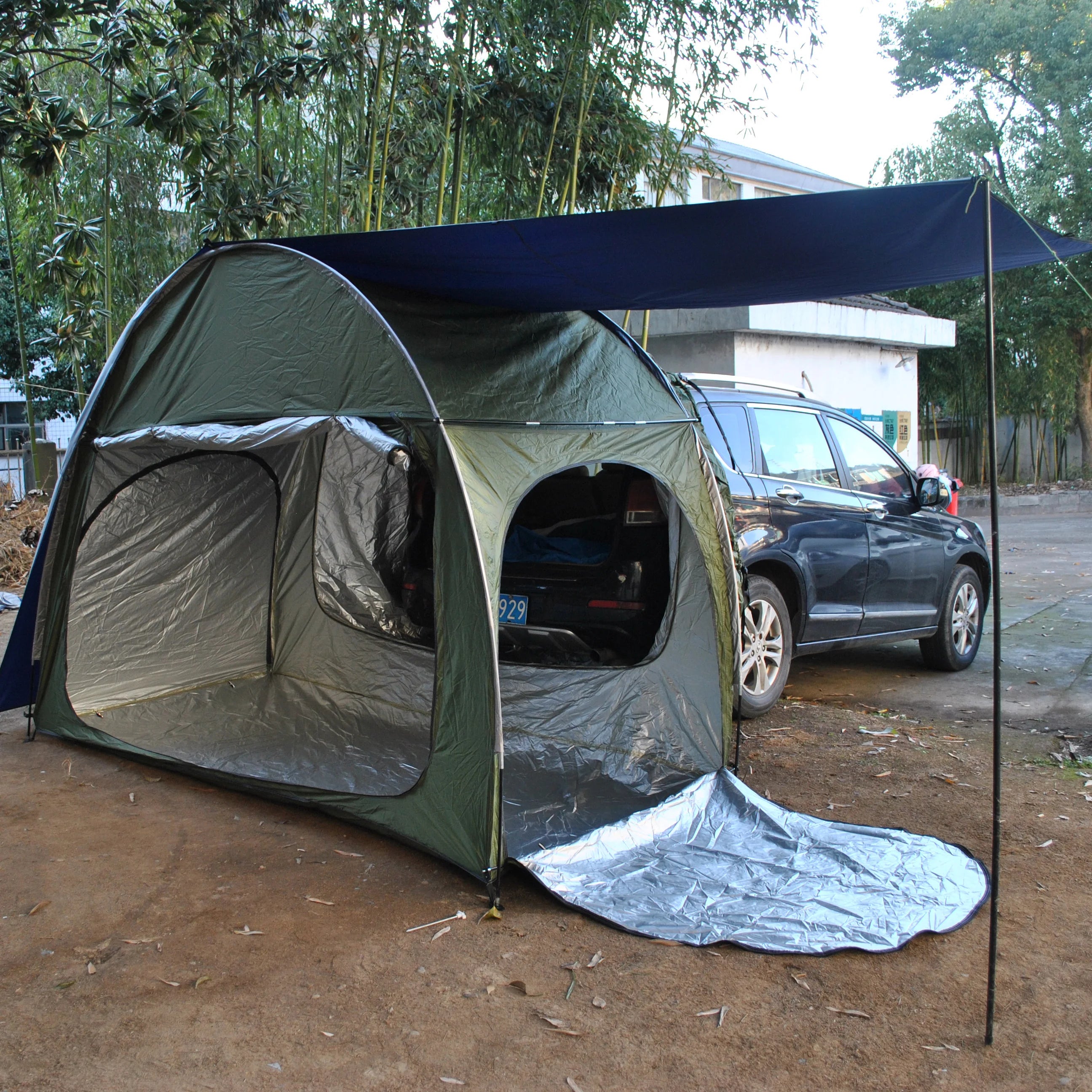 Rear Car Tents with Rainfly, Sun Shade, Tarp Included, SUV Camping Tents, Tailgate Tents, Waterproof Rain Cover, Multifunction