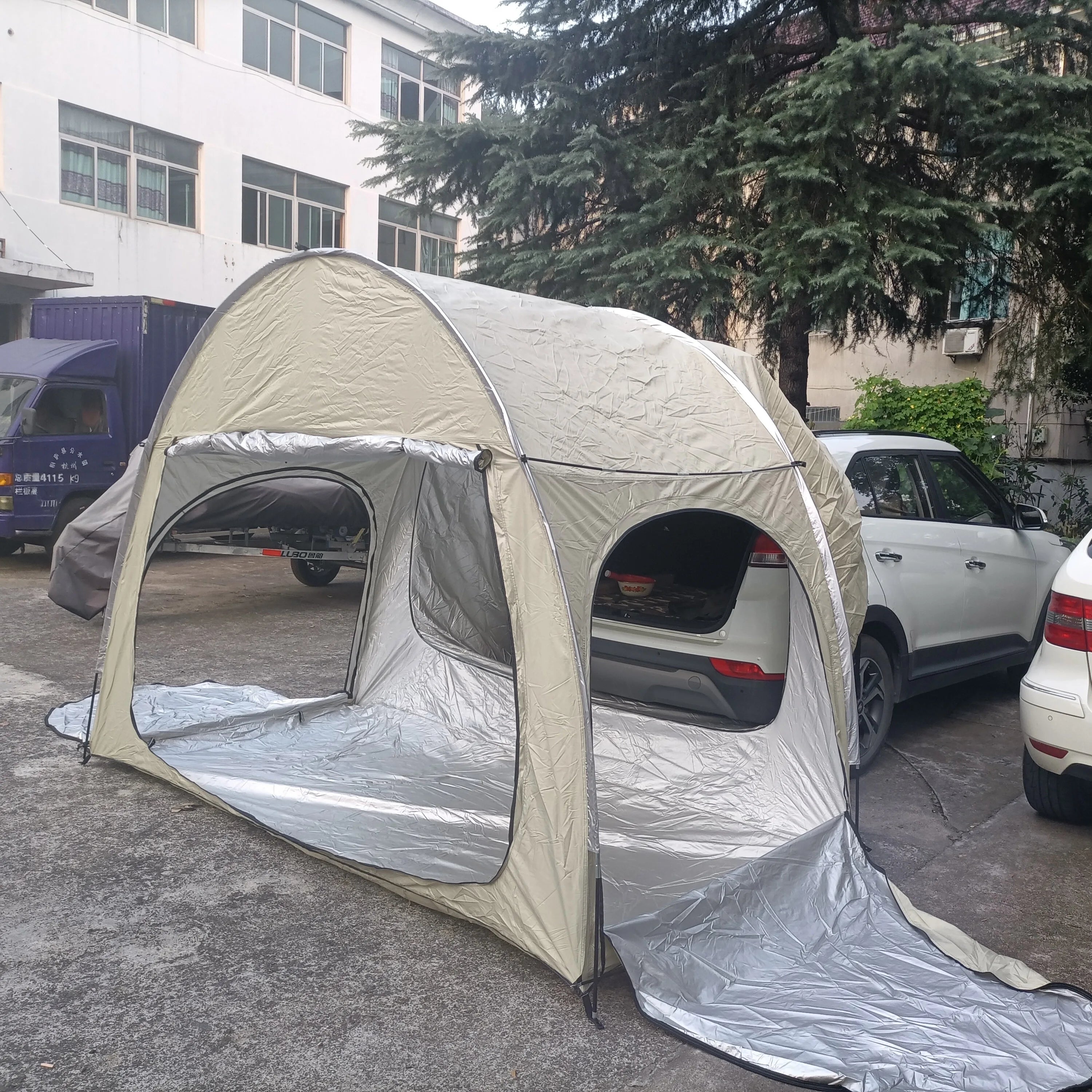 Rear Car Tents with Rainfly, Sun Shade, Tarp Included, SUV Camping Tents, Tailgate Tents, Waterproof Rain Cover, Multifunction