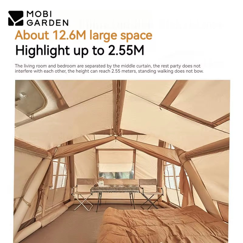 Air Inflatable Tent Portable Camping Outdoor Villa Large Space Family Park House Winter Hut Cabin Tent 12.6㎡