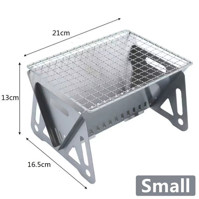 Outdoor Camping Charcoal Barbecue Grill for Party Beach Picnic BBQ Stove 21/28/38CM, Portable Stainless Steel BBQ Charcoal Grill