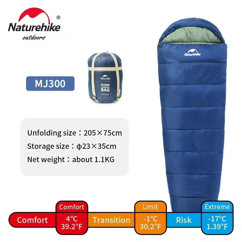 Sleeping Bag MJ300 -1℃ Lightweight MJ600 -12℃ Mummy Sleeping Bag Outdoor Camping Cotton Winter Warm Sleeping Bags