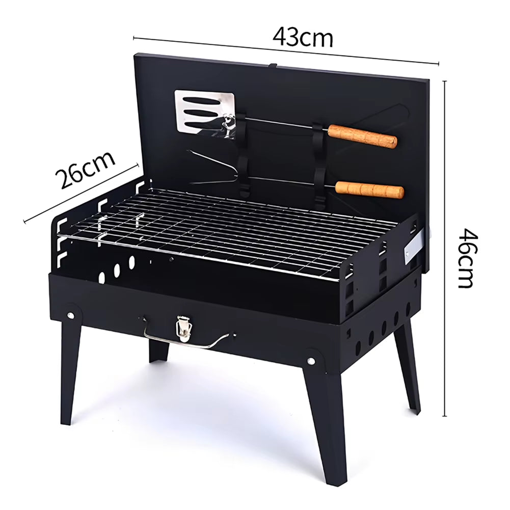 Stainless Steel Portable BBQ Grill Lightweight Folding BBQ Charcoal Grill Multifunction for Outdoor Cooking Camping Picnics
