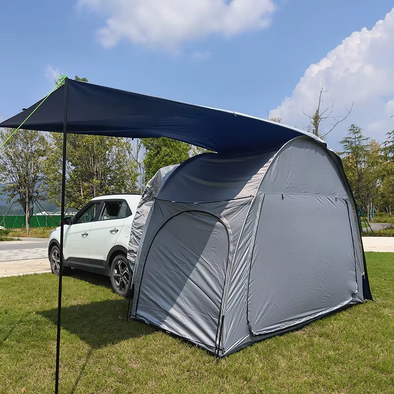 Rear Car Tents with Rainfly, Sun Shade, Tarp Included, SUV Camping Tents, Tailgate Tents, Waterproof Rain Cover, Multifunction