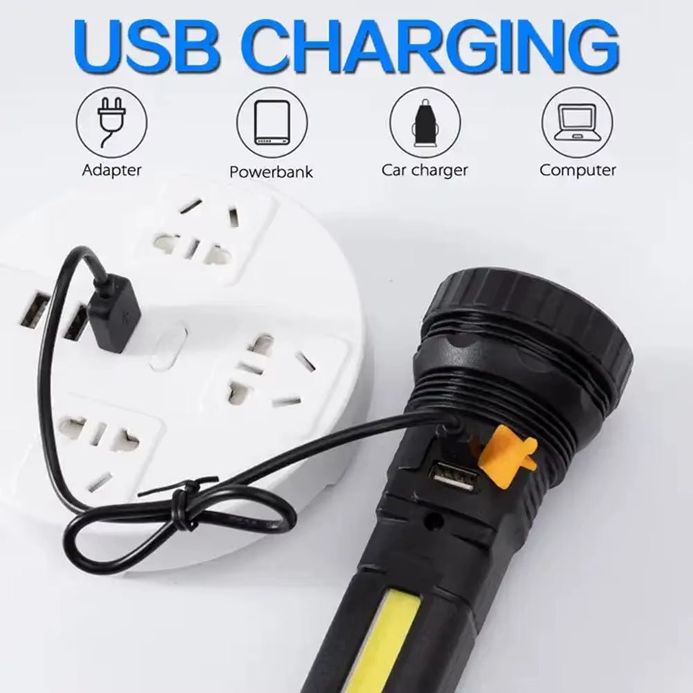 Multi-Function Solar LED Flashlight Lanterna Outdoor Long Range Torch Emergency Power Bank LED Solar Flashlight