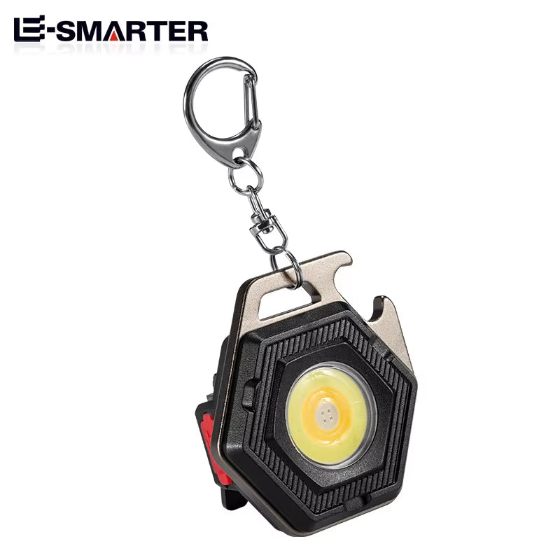 Mini LED Working Light Multifunctional COB Keychain Light Rechargeable Portable Flashlight Outdoor Camping Torch
