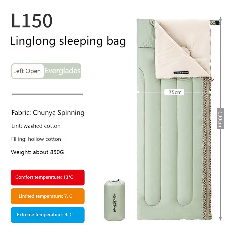 Cotton Sleeping Bag Outdoor Camping Single Autumn and Winter Warm and Thick Splicable Breathable Sleeping Bag