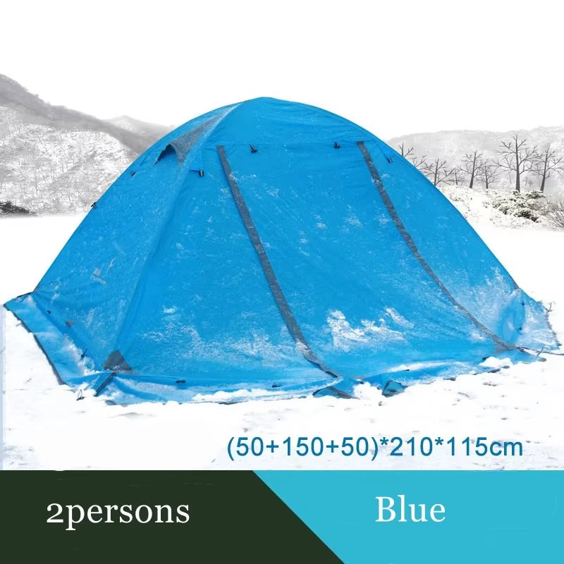 Flytop 2-3Persons 4Seasons Skirt Tent Camping Outdoor Double Layers Aluminum Pole anti Snow Travel Family Ultralight Tourist