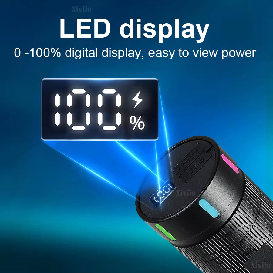 500000000LM Ultra Bright LED Flashlights Powerful Rechargeable Torch 5000M Tactical Torch Outdoor Portable Light Camping Lantern