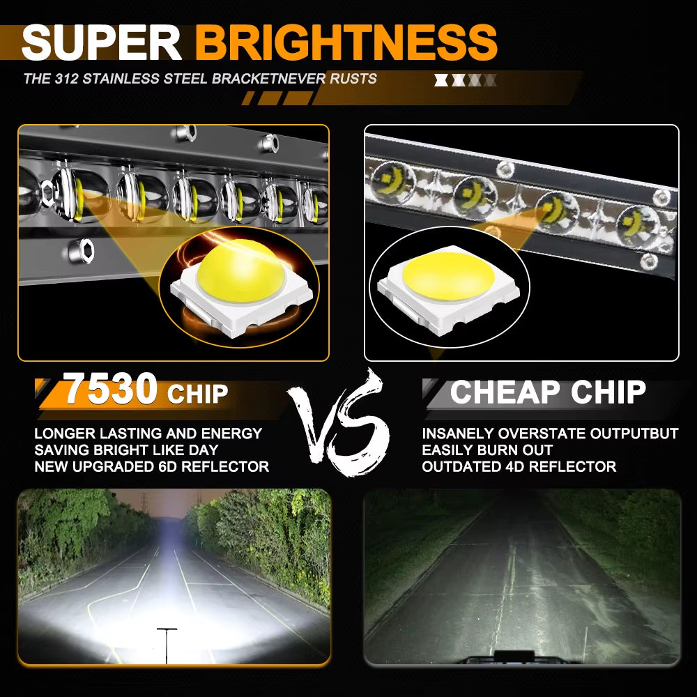 Curved 50" 80000LM LED Light Bar Spot/Flood Offroad Led Bar Combo Led Work Light Bar for Truck SUV ATV 4X4 4WD 12V 24V