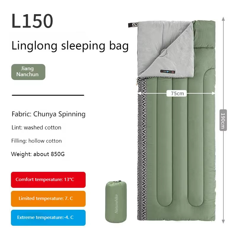 Cotton Sleeping Bag Outdoor Camping Single Autumn and Winter Warm and Thick Splicable Breathable Sleeping Bag