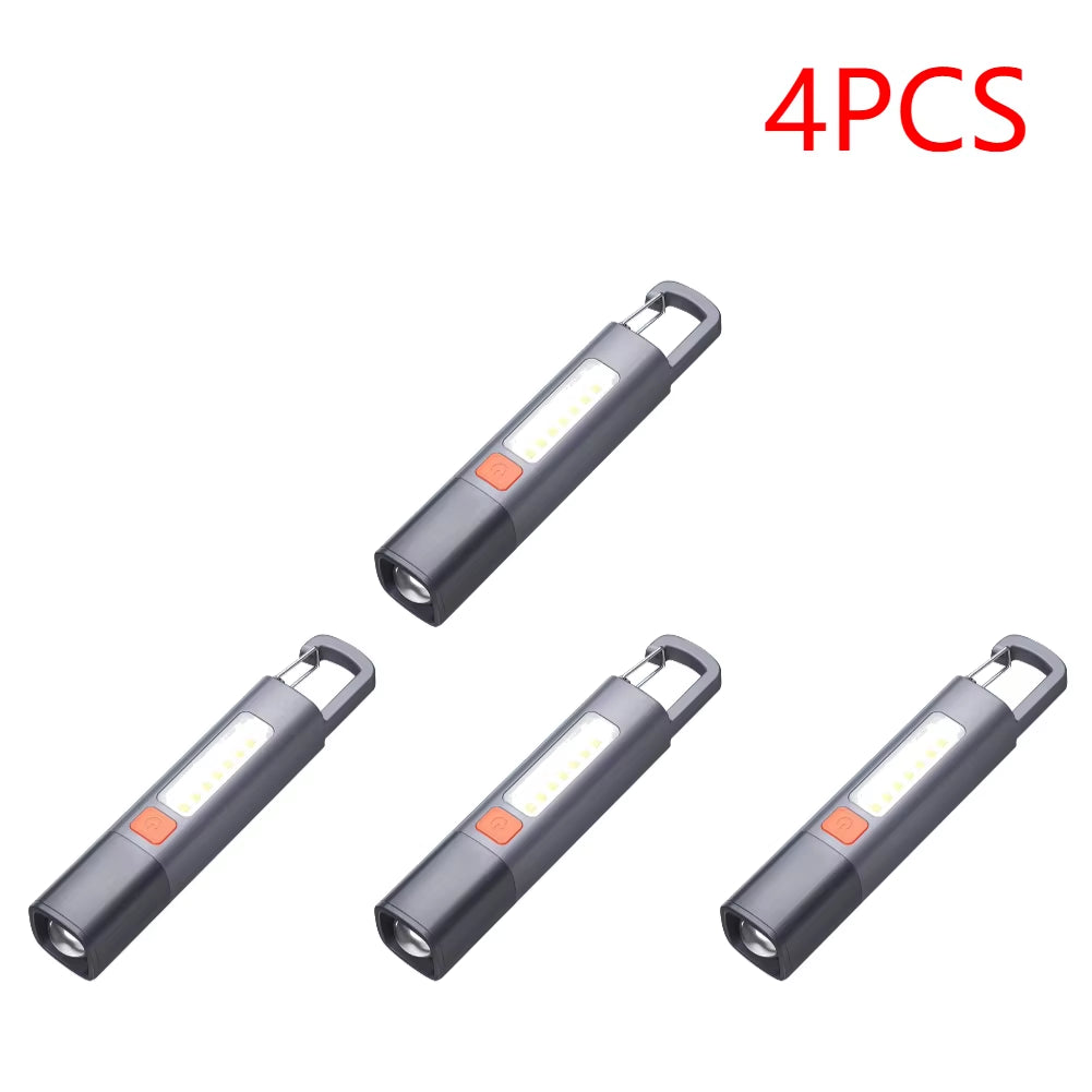 2-10PCS Super Bright Flashlight USB Charging Mini Portable LED Torch 800Mah Camping Powerful Flashlight 300LM for Outdoor Hiking