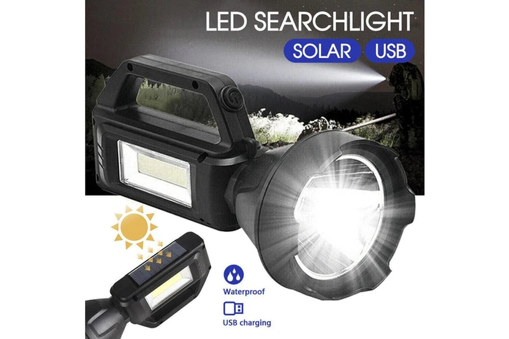 Solar LED Searchlight USB Rechargeable Spotlight Flashlight Torch Power Bank