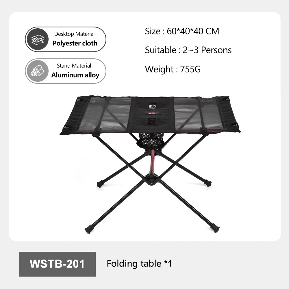Portable Folding Camping Table with Cup Holders & Mesh Pocket Lightweight Outdoor Picnic Table for Hiking Travel Beach