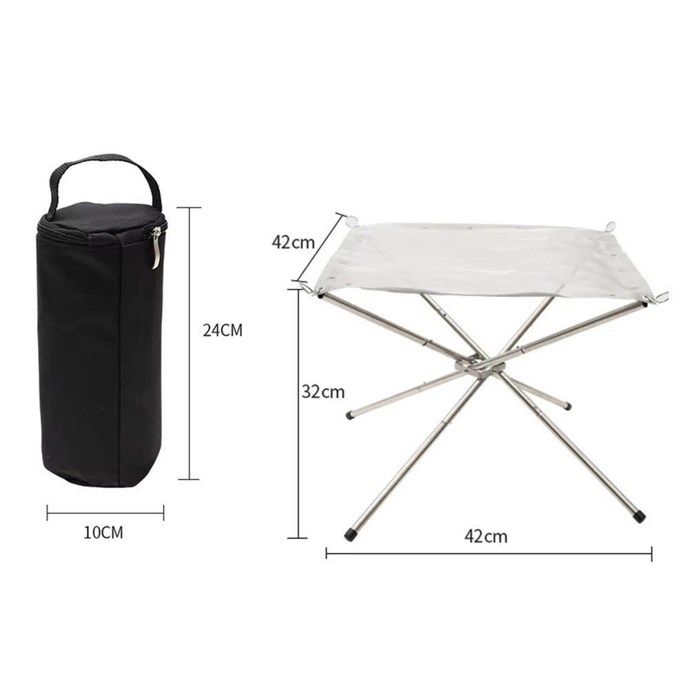 Stainless Steel Mesh Fire Pits Fireplace Foldable Outdoor Camping Campfire Fire Rack Folding Wood Stove for Camping Outdoor