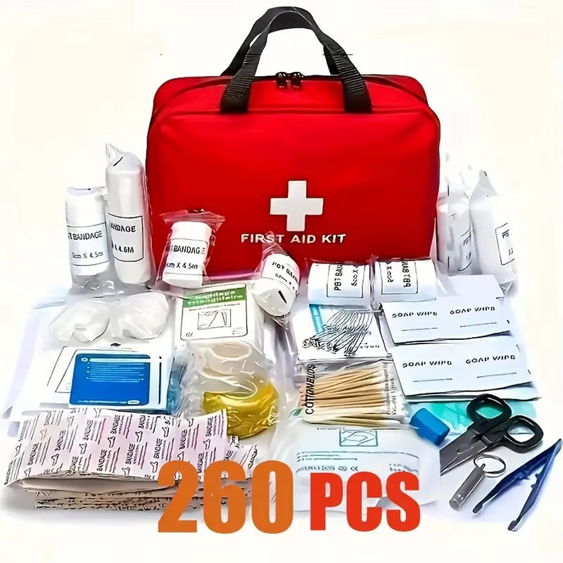 260PCS Multi Purpose First Aid Kit Home Car Office College Dormitory Travel Camping Outdoor Essential Medical Kit