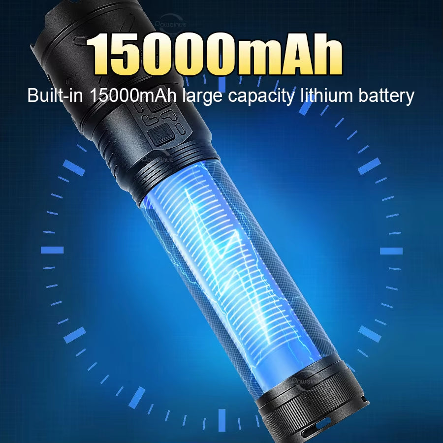 2025 NEW Most Powerful LED Flashlight 30000000LM Strong Light Tactical Large Torch Rechargeable Light Long Range Camping Torch