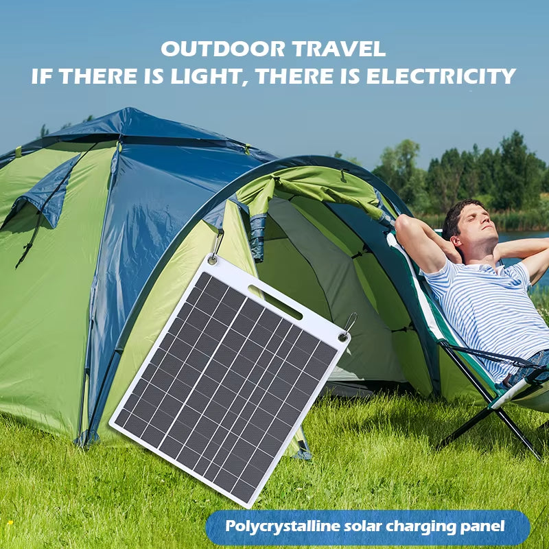 300W Portable Solar Panel with Two USB Suitable for Mobile Phone Charging Outdoor Camping Power Bank Supply Consumer Electronics