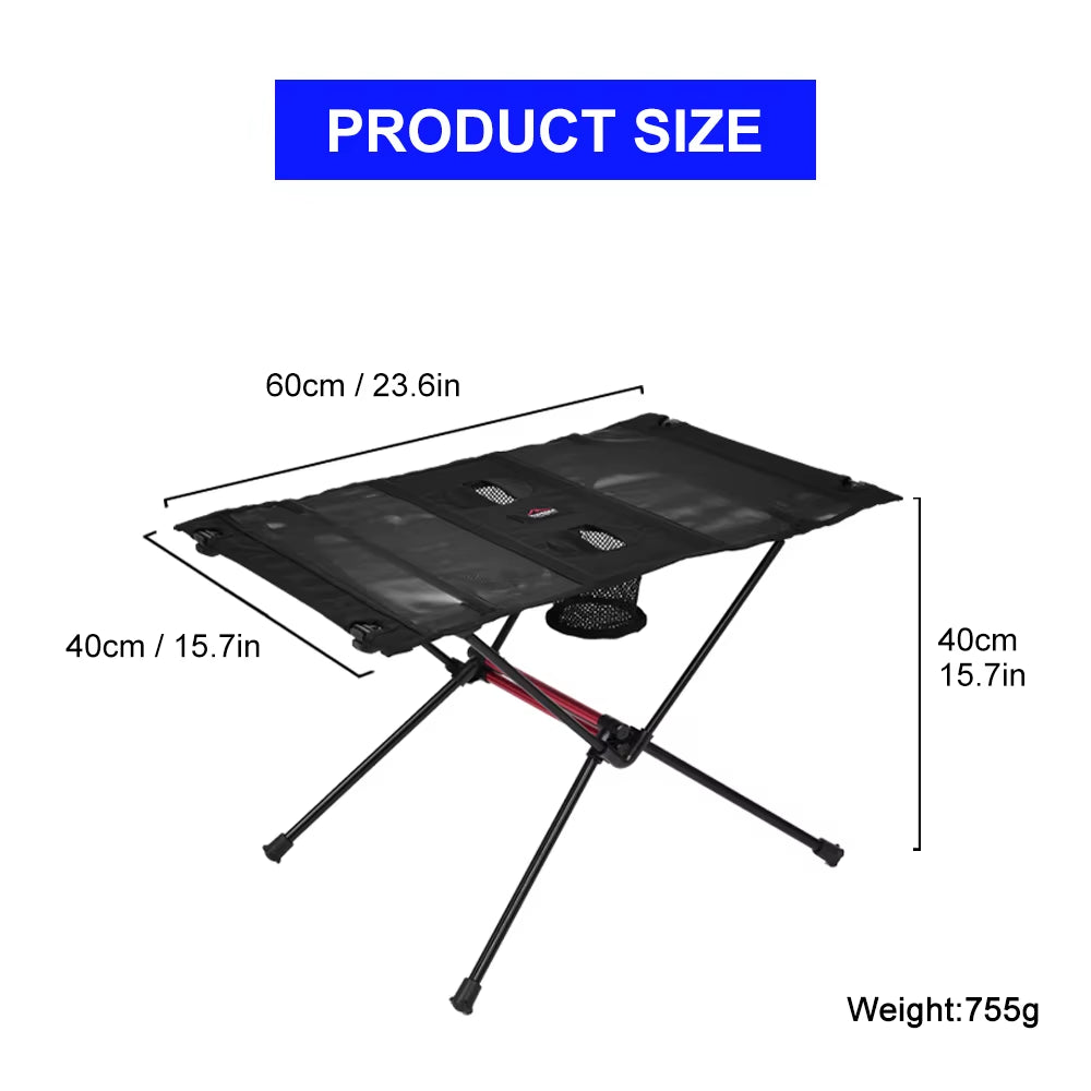 Portable Folding Camping Table with Cup Holders & Mesh Pocket Lightweight Outdoor Picnic Table for Hiking Travel Beach