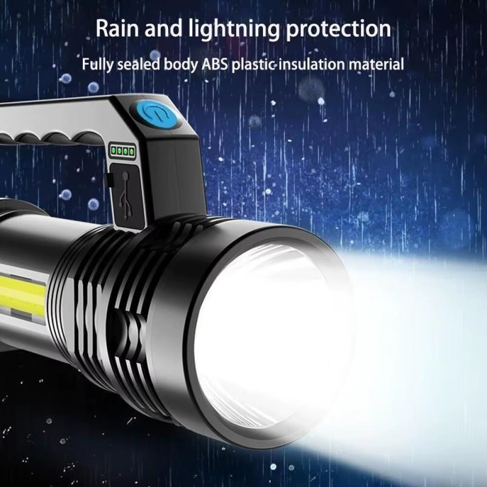 Portable LED USB Rechargeable Flashlight with Torch Waterproof Fishing Hunting Camping LED Flashlight Lighting 2Km Long Distance