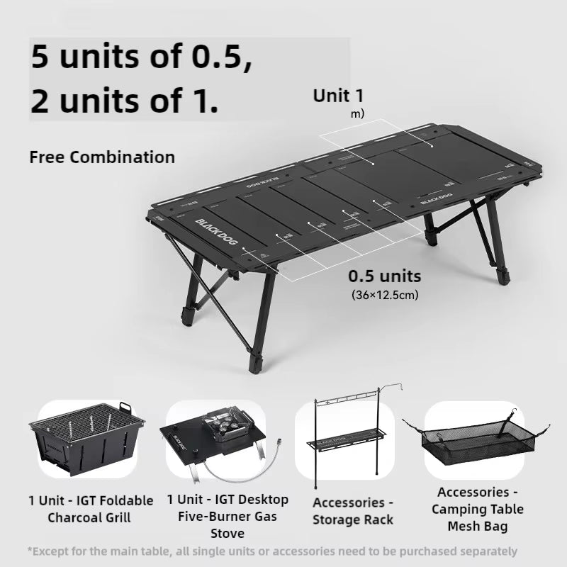 BLACKDOG Outdoor Camping Hundred Folding Table Camping Table IGT Free Combination Table Aluminum Outdoor Portable Camping Table