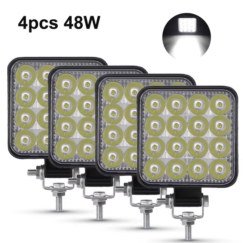 12V 24V Led Light Bar 42W Work Light Bar Square Spotlight for Jeep Truck Offroad Car Motorcycle Tractor SUV ATV LED Headlights