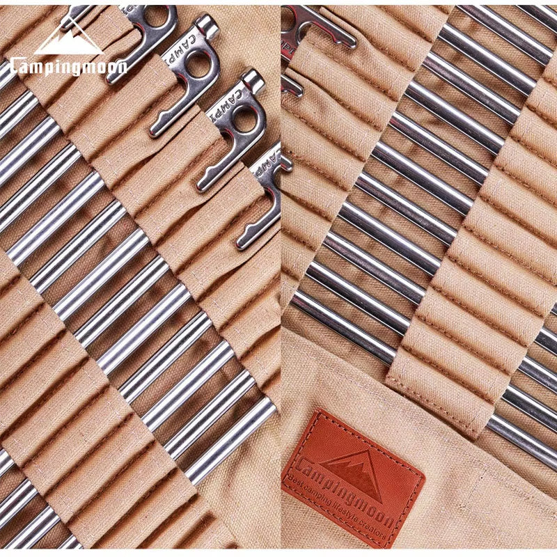 Camping Outdoor Strong Duty Canvas Tent Nail Storage Bag Tent Stakes Pegs Pouch (L)