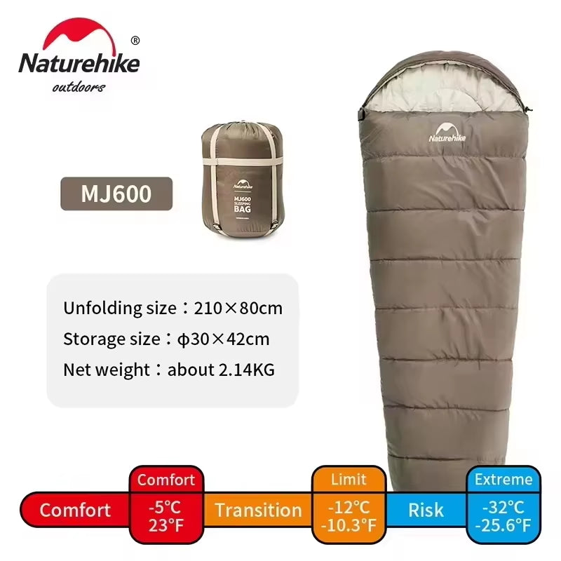 Sleeping Bag MJ300 -1℃ Lightweight MJ600 -12℃ Mummy Sleeping Bag Outdoor Camping Cotton Winter Warm Sleeping Bags