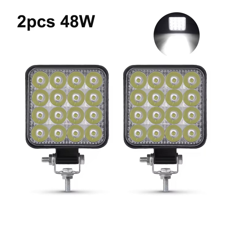 12V 24V Led Light Bar 42W Work Light Bar Square Spotlight for Jeep Truck Offroad Car Motorcycle Tractor SUV ATV LED Headlights