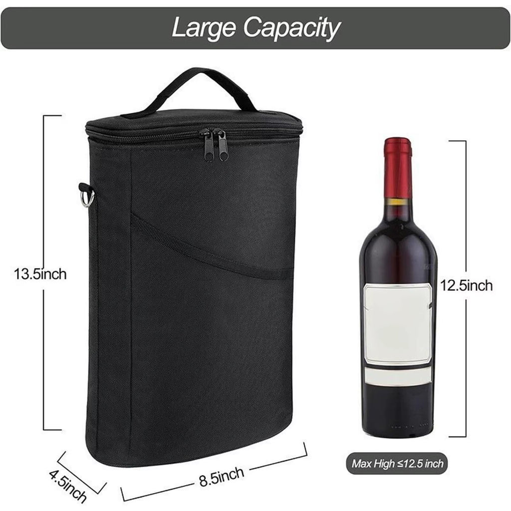 Two Bottle Wine Totes Bag Cooling Case Insulated Thermal Wine Carrier for Travel Fishing Beach Outdoor Camping Accessories