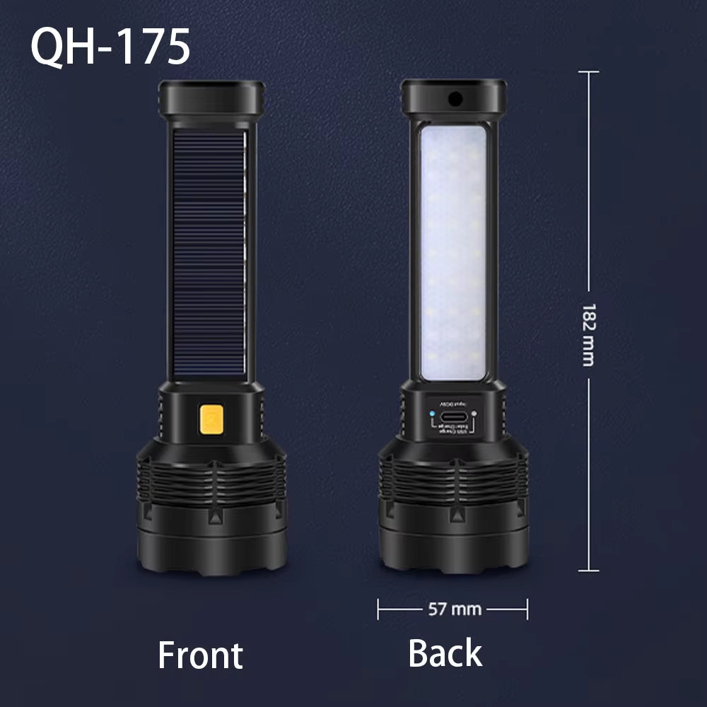Multi-Function Solar LED Flashlight Lanterna Outdoor Long Range Torch Emergency Power Bank LED Solar Flashlight