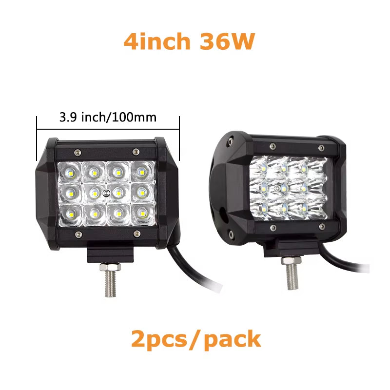 7D 3-Row 4'' 5" 15" 18" 20" 23" Slide Mount LED Light Bar Offroad Led Bar Spot Flood Beam Led Work Light Bar 12V 24V 4WD Truck