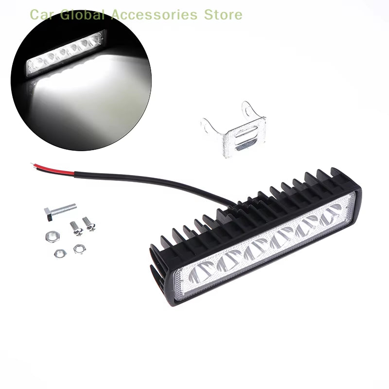 Car LED Light Bar 12V 18W 6000K Work Light for Car Motorcycle Truck Trailer Offroad Headlights Driving Light