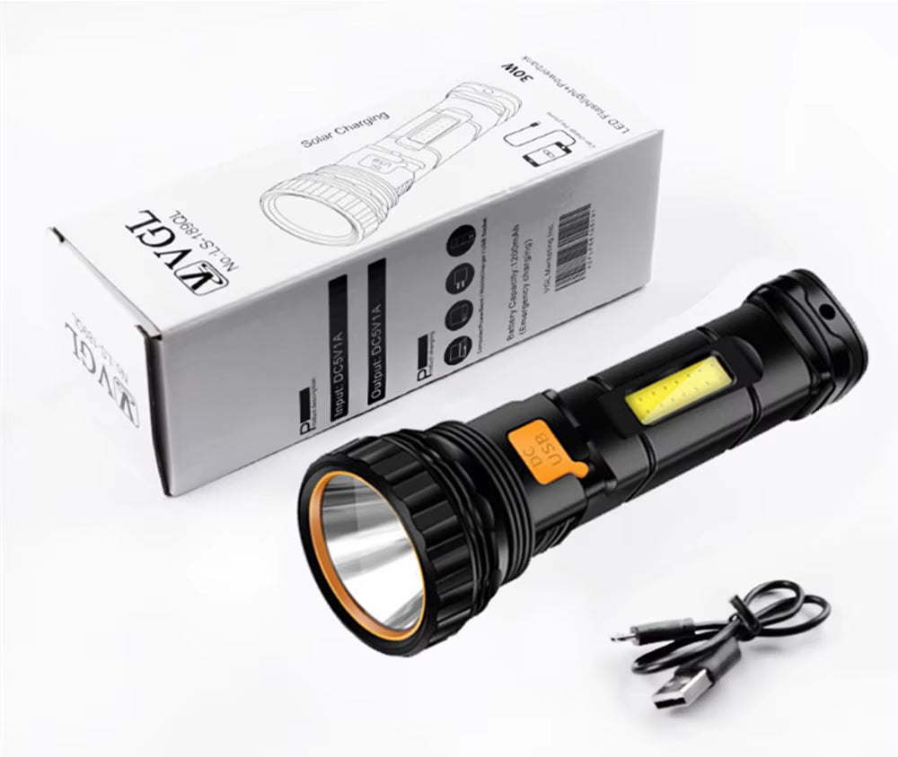 Multi-Function Solar LED Flashlight Lanterna Outdoor Long Range Torch Emergency Power Bank LED Solar Flashlight