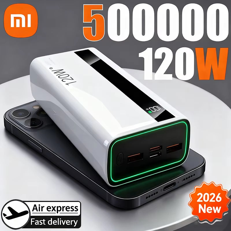 Xiaomi 500000Mah 120W Super Fast Charging High Capacity Power Bank External Battery Portable Battery Charger for Iphone Samsung