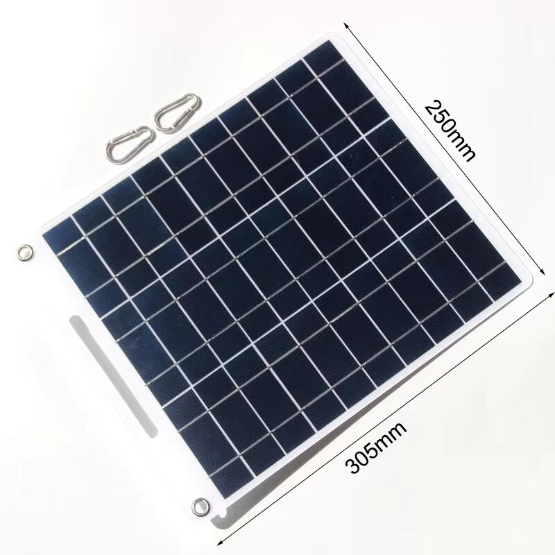 300W Portable Solar Panel with Two USB Suitable for Mobile Phone Charging Outdoor Camping Power Bank Supply Consumer Electronics