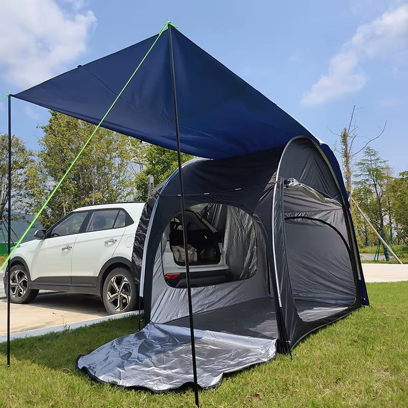 Rear Car Tents with Rainfly, Sun Shade, Tarp Included, SUV Camping Tents, Tailgate Tents, Waterproof Rain Cover, Multifunction
