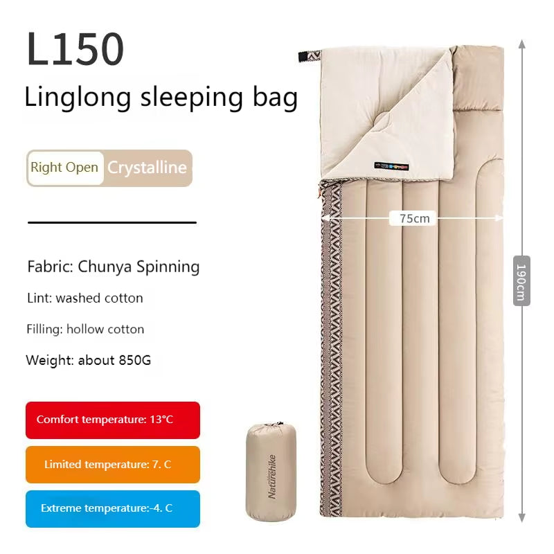 Cotton Sleeping Bag Outdoor Camping Single Autumn and Winter Warm and Thick Splicable Breathable Sleeping Bag