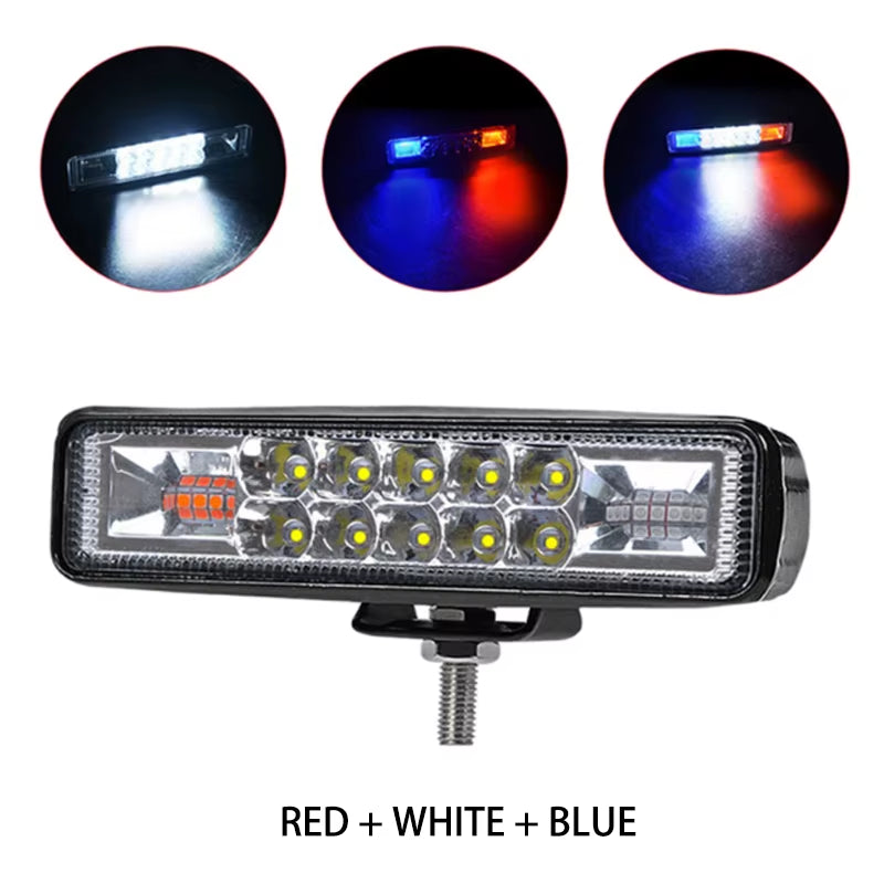 48W Strobe Flash LED Light Bar White Amber Blue Red for Offroad 4X4 ATV SUV Motorcycle Truck Trailer Car Accessories 12V