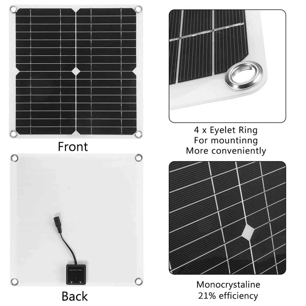 300W Portable Solar Flexible Panel Kit Single Crystal Silicon Solar Panel with 100A Controller, Suitable for Camping/Outdoor