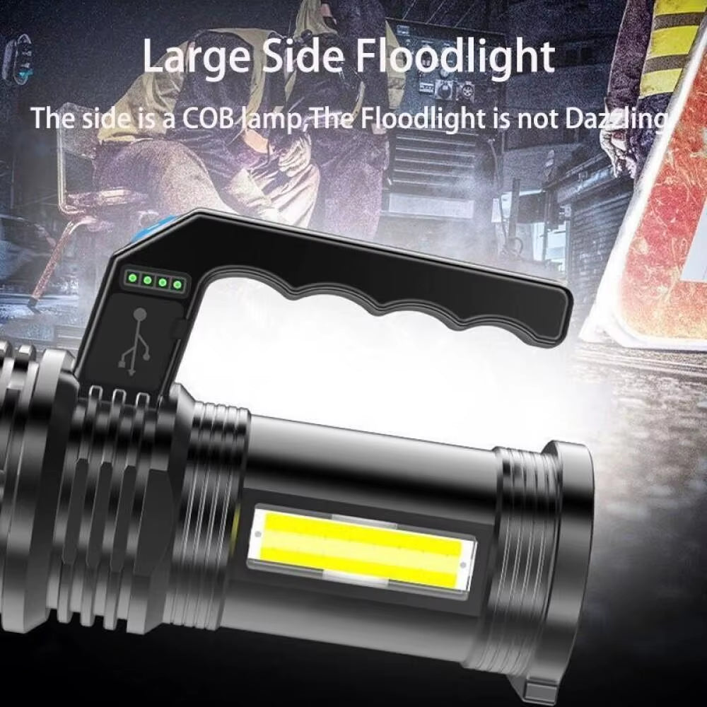 Portable LED USB Rechargeable Flashlight with Torch Waterproof Fishing Hunting Camping LED Flashlight Lighting 2Km Long Distance