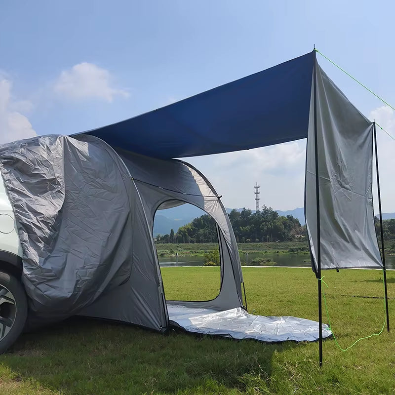 Rear Car Tents with Rainfly, Sun Shade, Tarp Included, SUV Camping Tents, Tailgate Tents, Waterproof Rain Cover, Multifunction