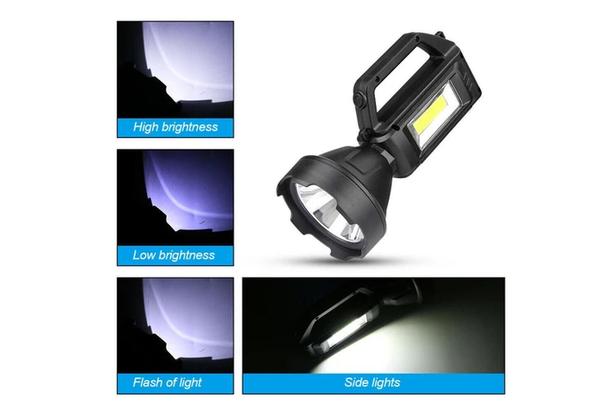 Solar LED Searchlight USB Rechargeable Spotlight Flashlight Torch Power Bank